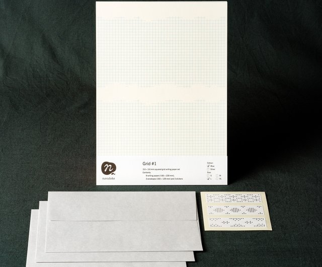 レターセット Grid #1 Lサイズ Blue / Silver 便箋・封筒