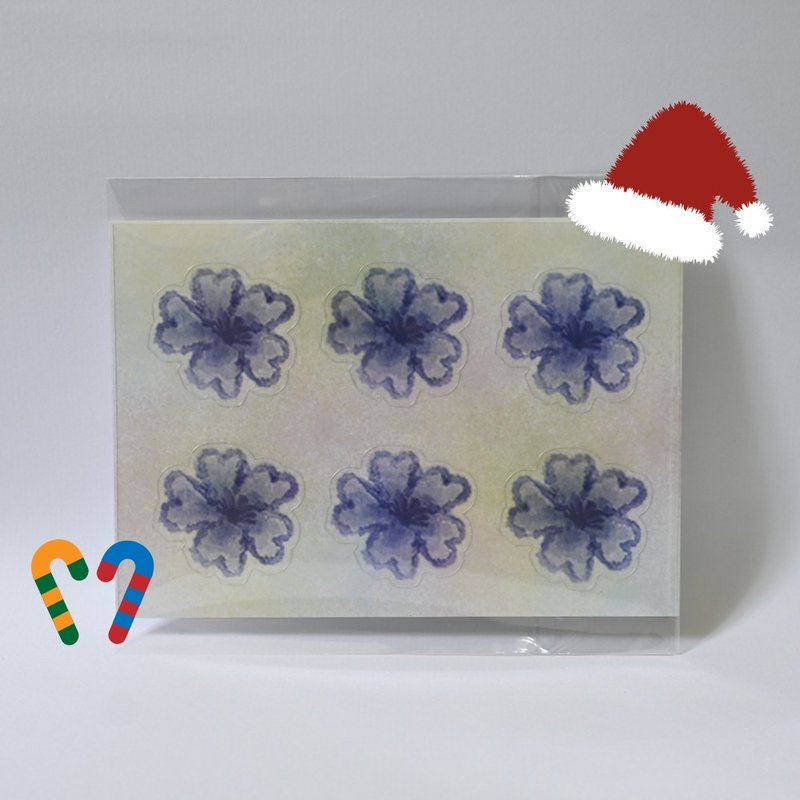 Purple Floral Transparent Sticker Hand-drawn Flowers Plants Planner Decoration Christmas Gift Exchange Stickers - สติกเกอร์ - กระดาษ 