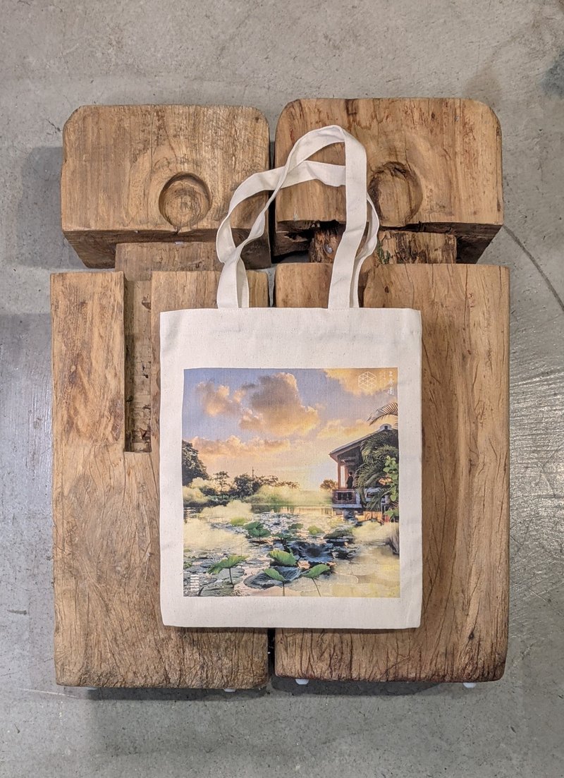 三秀園【餘韻】環保帆布袋 彩色大款 - 手提包/手提袋 - 棉．麻 白色