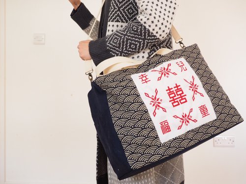 手刺繍と手縫いのショルダーバッグ　大きな株➕ 世界中の子供達 手刺繍と手縫いのショルダーバッグ 大きな株➕ 世界中の子供達