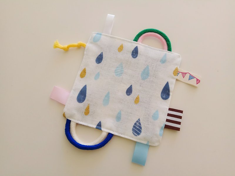 Colorful water droplets Mizuno gift to comfort the pacifier to appease the small square touch towel ring paper towel to appease the toy - Baby Gift Sets - Cotton & Hemp Blue
