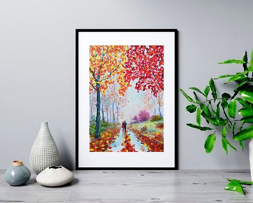 Nikkolina-Art Original Painting Love Time -Landscape Painting -Golden Autumn Handmade Artwork