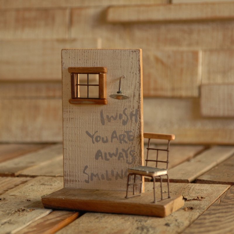 Micro Pocket scene table valentine birthday decorations / antique old wooden wind T-1 - Items for Display - Wood White