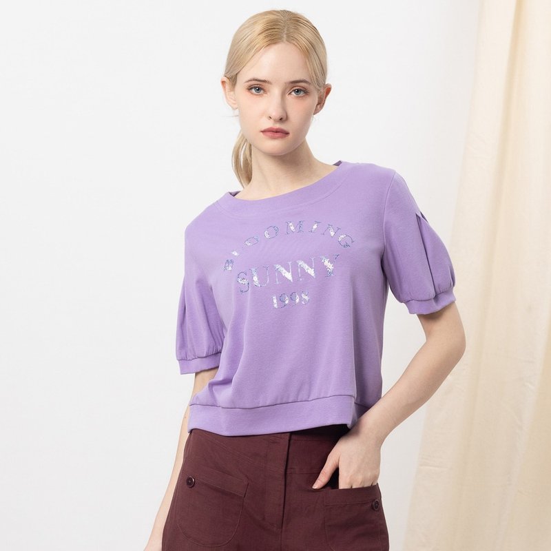 【MEDUSA】紫色花卉 SUNNY 休閒T恤(M-XL) | 女休閒上衣 女短袖T - 女 T 恤 - 棉．麻 紫色