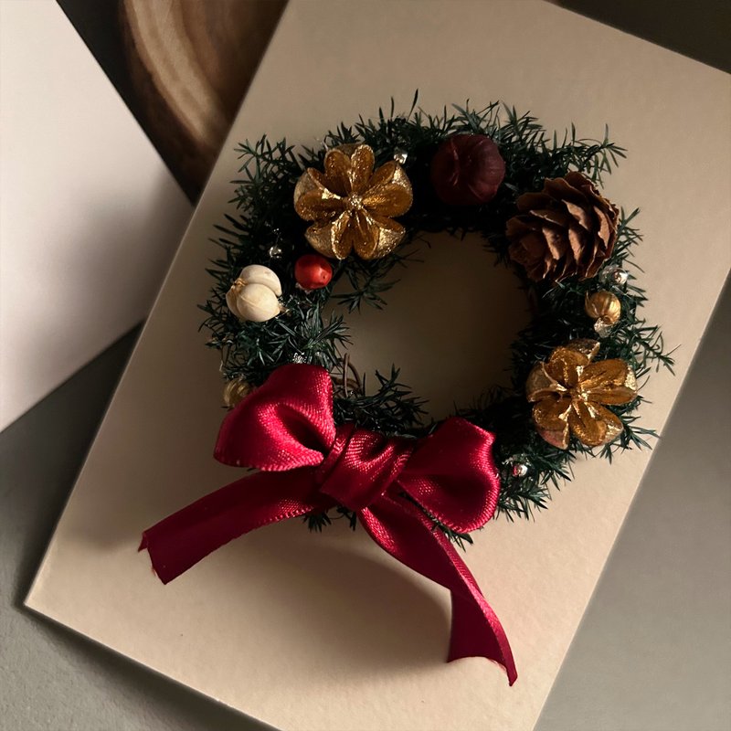 【Early Bird Offer】Classic Christmas Wreath Card / Handmade & Original - Cards & Postcards - Paper Green