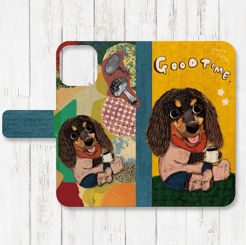Dachshund notebook type iPhone smartphone case - Phone Cases - Faux Leather 