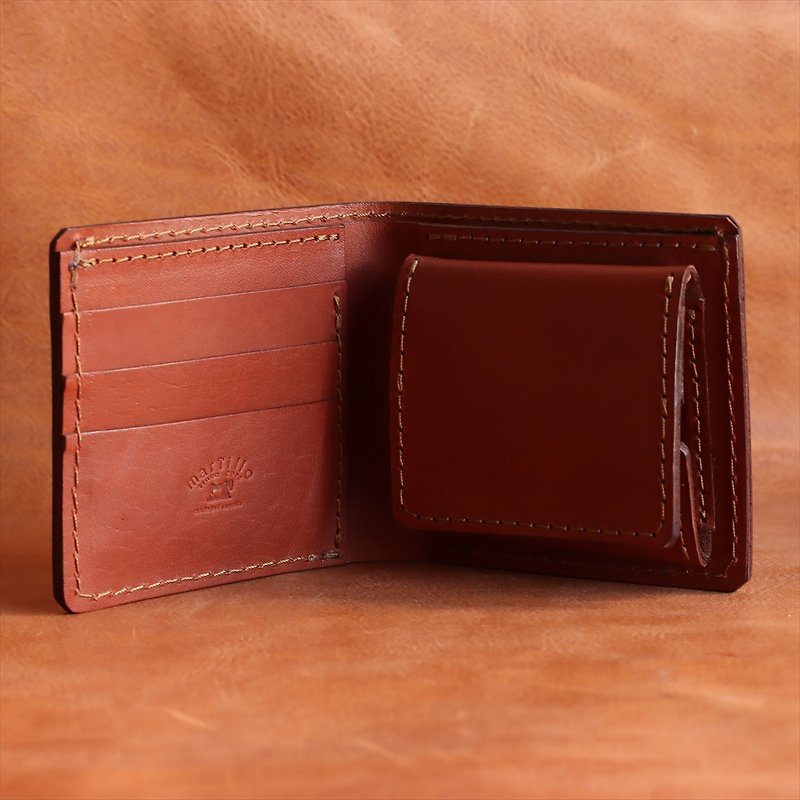 Popular bi-fold wallet / Popular as a gift / Name possible / Made in Japan / olg-1 [Customizable gift] - กระเป๋าสตางค์ - หนังแท้ สีนำ้ตาล