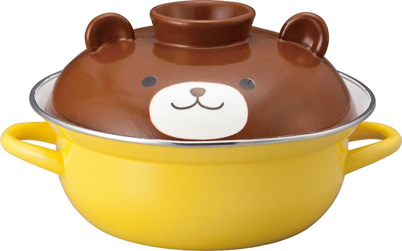 Japanese sunart enamel pot-brown bear 2.7L - Cookware - Pottery Brown