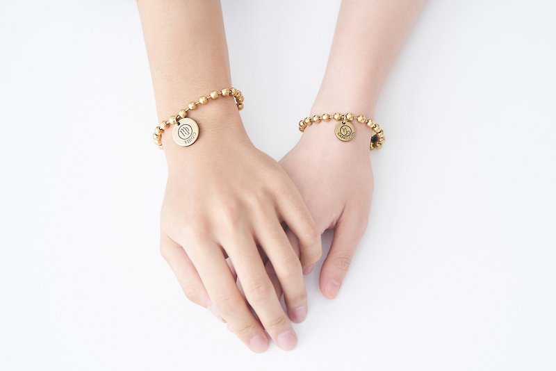Zodiac symbol brass small beads bracelet - Bracelets - Copper & Brass 