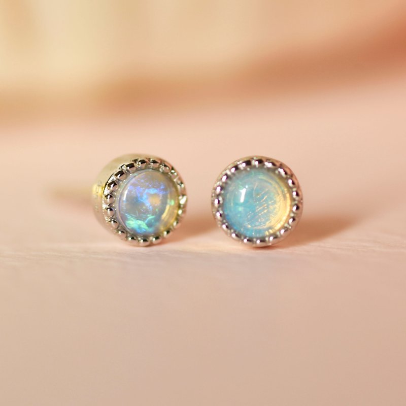 Happiness Blue Stud Earrings - 925 Sterling Silver - Opal - Necklaces - Gemstone 