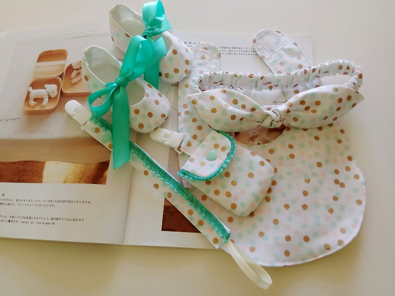 リボン小さな赤ちゃん靴出産のギフトバッグの平和のシンボル+ + +おしゃぶりクリップ赤ちゃんのヘアバンドのコットンビブ+ - 出産祝い用贈物 - コットン・麻 多色