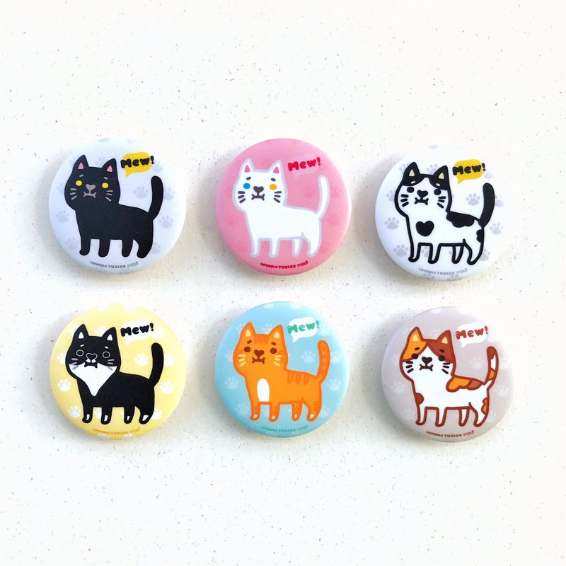 Funny Badge/Key Ring Charm-QQ Meow - เข็มกลัด/พิน - พลาสติก สีดำ