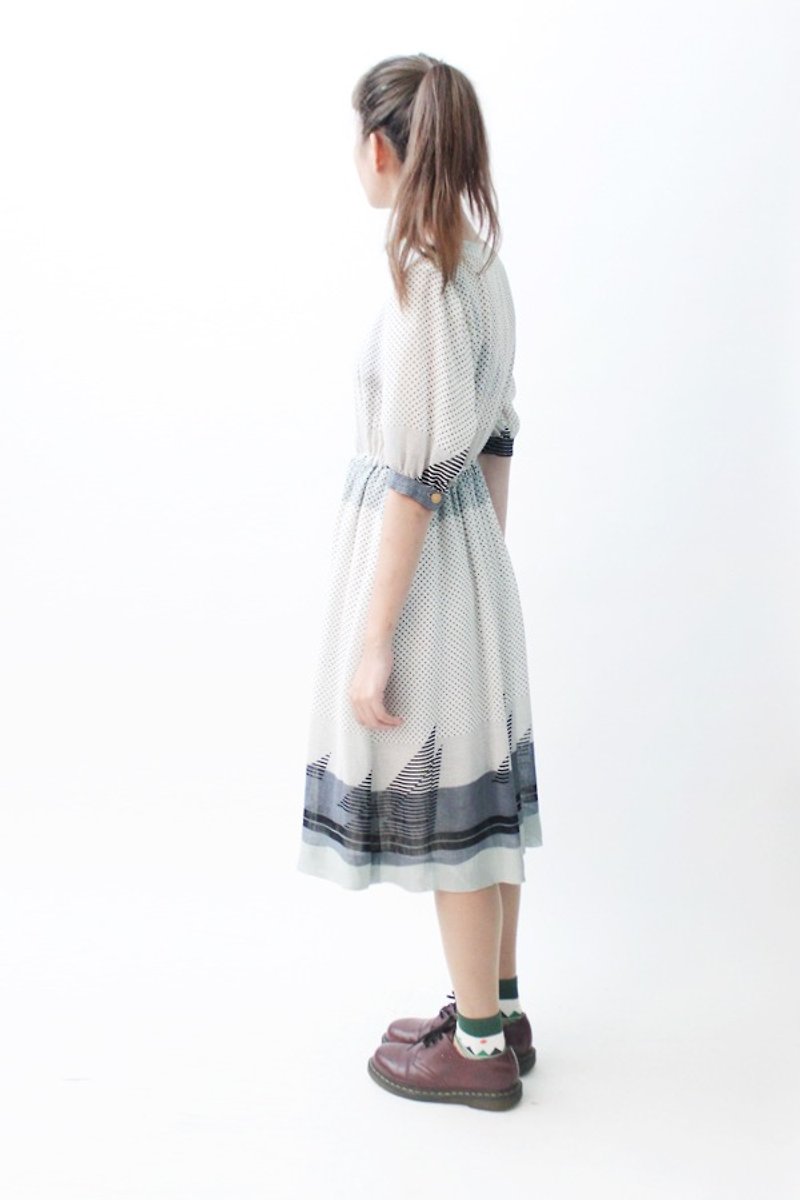 【RE0622D753]小さな新鮮な夏のセーリング半袖ヴィンテージドレス - ワンピース - ポリエステル ホワイト