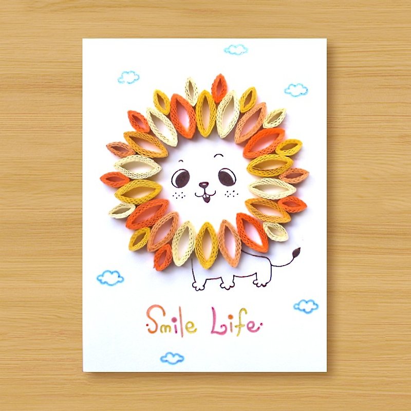 Handmade Roll Paper Card _ Little Lion Smile Life_B ... Thank you card, birthday card - การ์ด/โปสการ์ด - กระดาษ สีส้ม