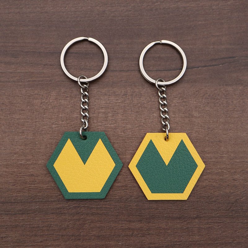 Key ring-Soulmate (pair) - Keychains - Genuine Leather Yellow