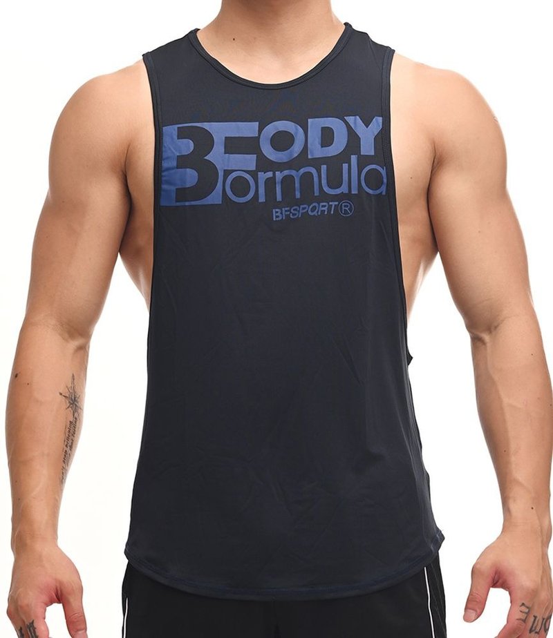 Serious Gym 下弧度 側挖 機能運動背心 - 海軍藍 - 男背心 - 聚酯纖維 藍色