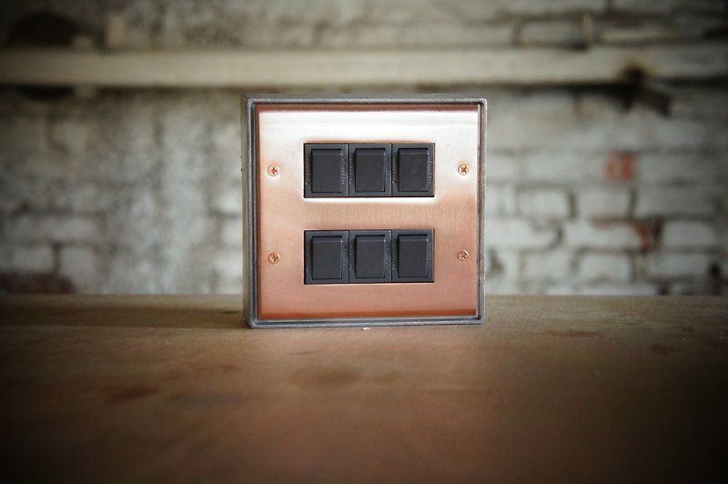 Edison-industry industrial wind retro red Bronze LOFT six open switch panel (dark gray) - Lighting - Other Metals Red