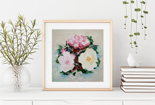 牡丹の絵の花のオリジナルアートフラワーウォールアート手工油