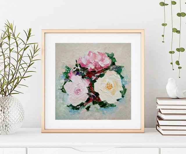 牡丹の絵の花のオリジナルアートフラワーウォールアート手工油
