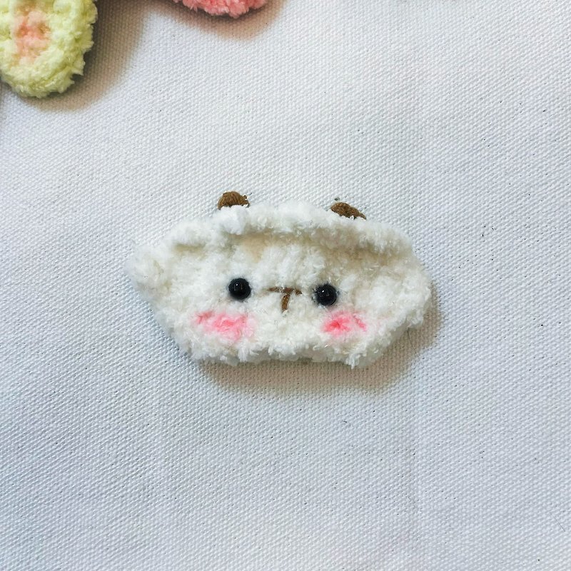 Spot l hand knitted sheep hair clip crochet hair clip - Hair Accessories - Cotton & Hemp White