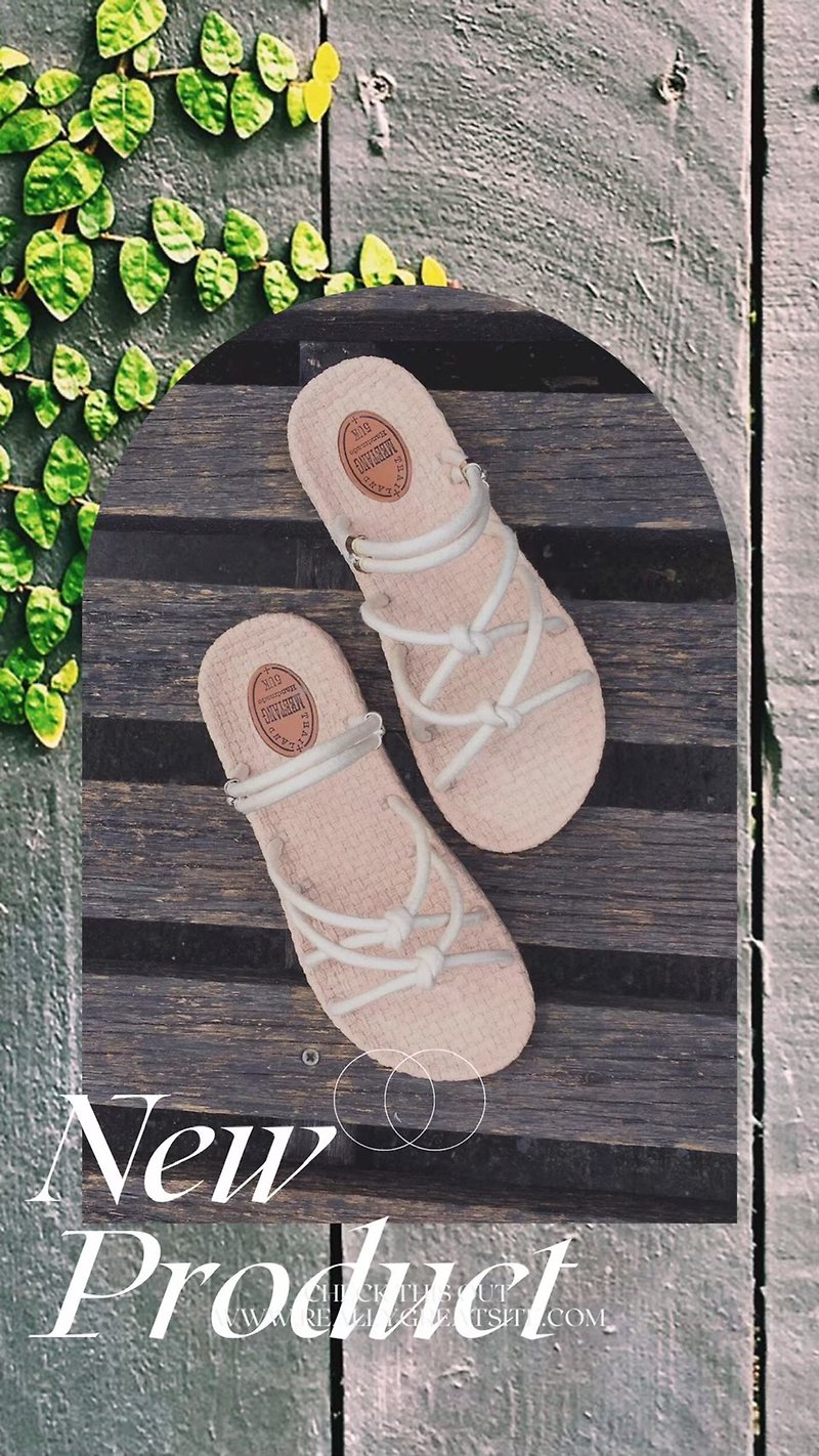 乳膠 涼鞋 白色 - Rope Woven sandals macrame para rubber sole sandal in boho bohemian style
