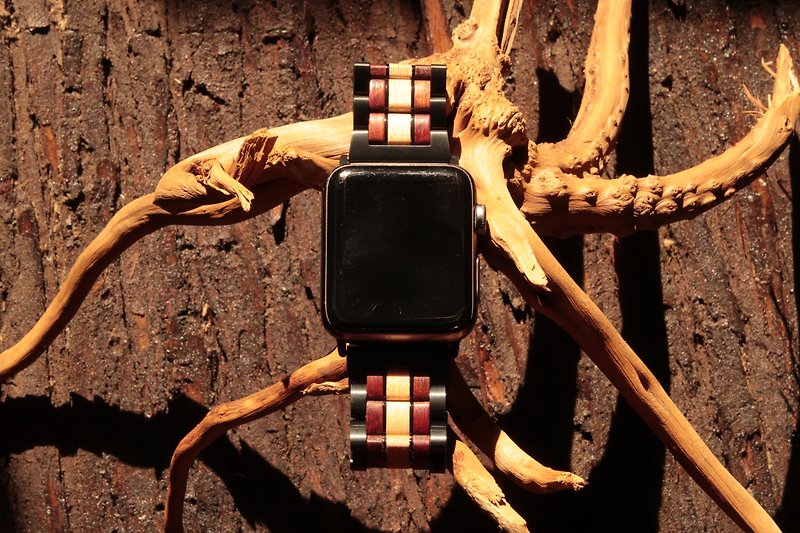 香港手作不銹鋼邊木製錶帶 (智能錶及 Apple Watch 適用) - 錶帶 - 木頭 多色