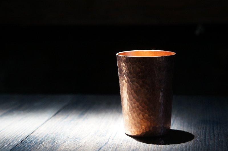 Copper hammer eye pattern powder cup coffee cup - Teapots & Teacups - Copper & Brass Orange