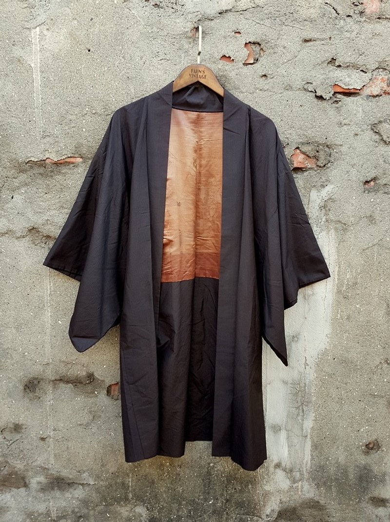 タートルGege  - アンティーク着物ジャケットを織り武士の羽の刺繍 - アウター メンズ - シルク・絹 