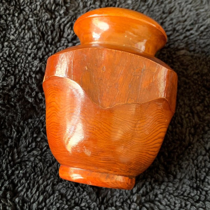 日本 早期日光木雕茶罐│精湛工藝 古樸淳美 木匠工藝品 收藏品 - 茶壺/茶杯/茶具 - 木頭 咖啡色