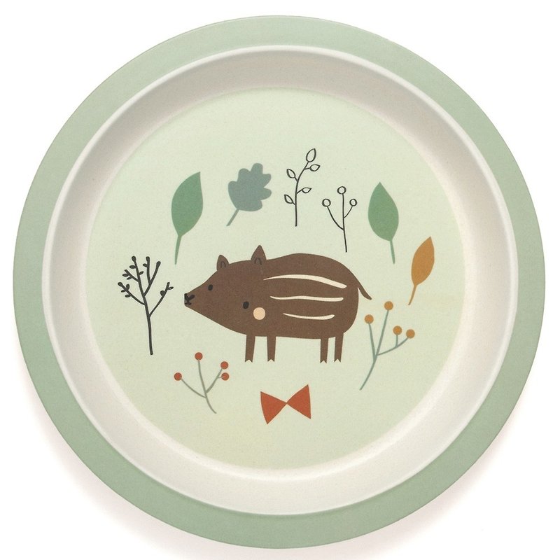 【絕版出清】荷蘭Petit Monkey 竹纖維餐盤-小野豬 - 寶寶/兒童餐具/餐盤 - 環保材質 