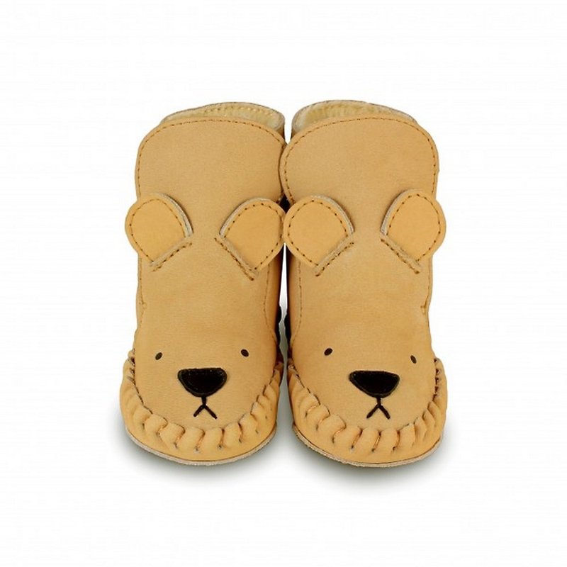 Netherlands Donsje leather brushed animal modeling boots children's shoes light brown bear 0579-NL01J-ST018 - รองเท้าเด็ก - หนังแท้ สีส้ม