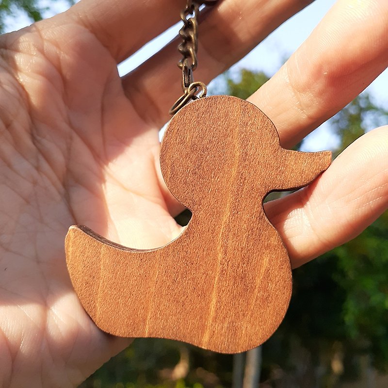Handmade wooden creative key ring duck duck - ที่ห้อยกุญแจ - ไม้ สีนำ้ตาล