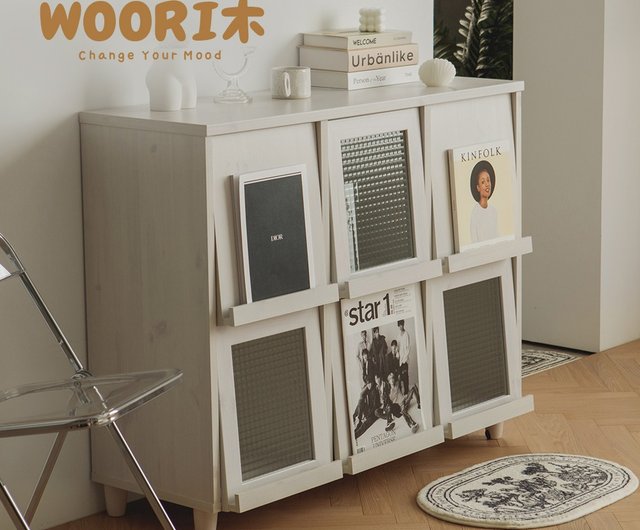 WOORI 木製 6ドア 本・新聞収納キャビネット - ショップ