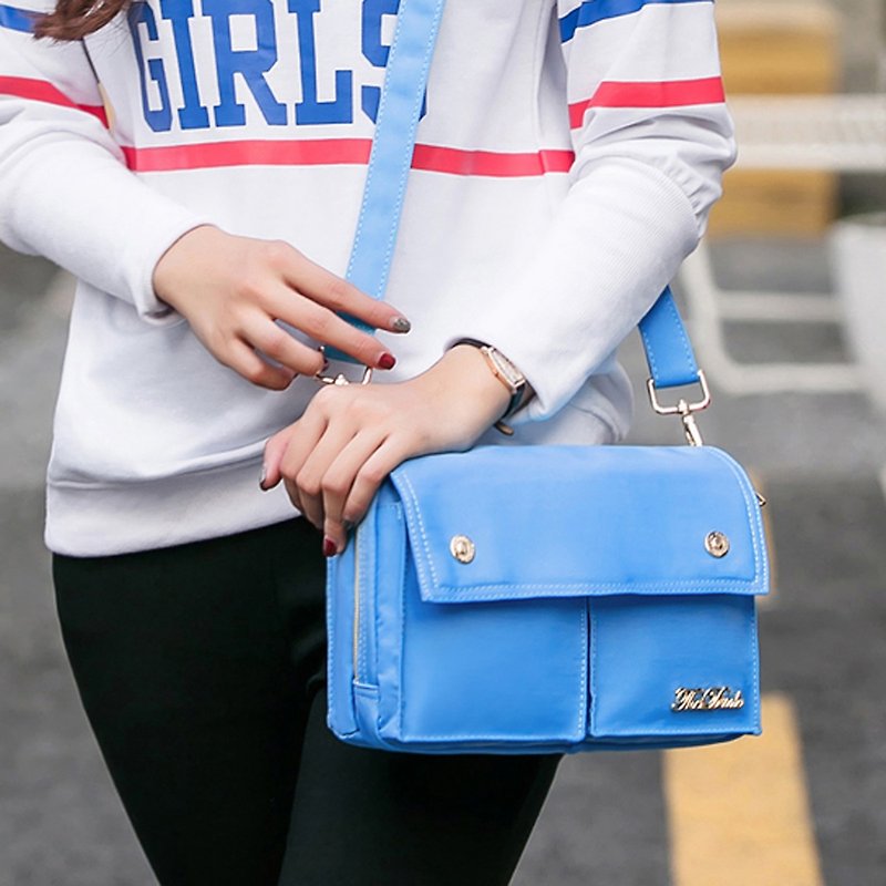 Girls Crossbody Dual-use Shoulder Bag Clutch Bag Cosmetic Bag Ramble - Sky Blue - กระเป๋าคลัทช์ - วัสดุอื่นๆ สีน้ำเงิน