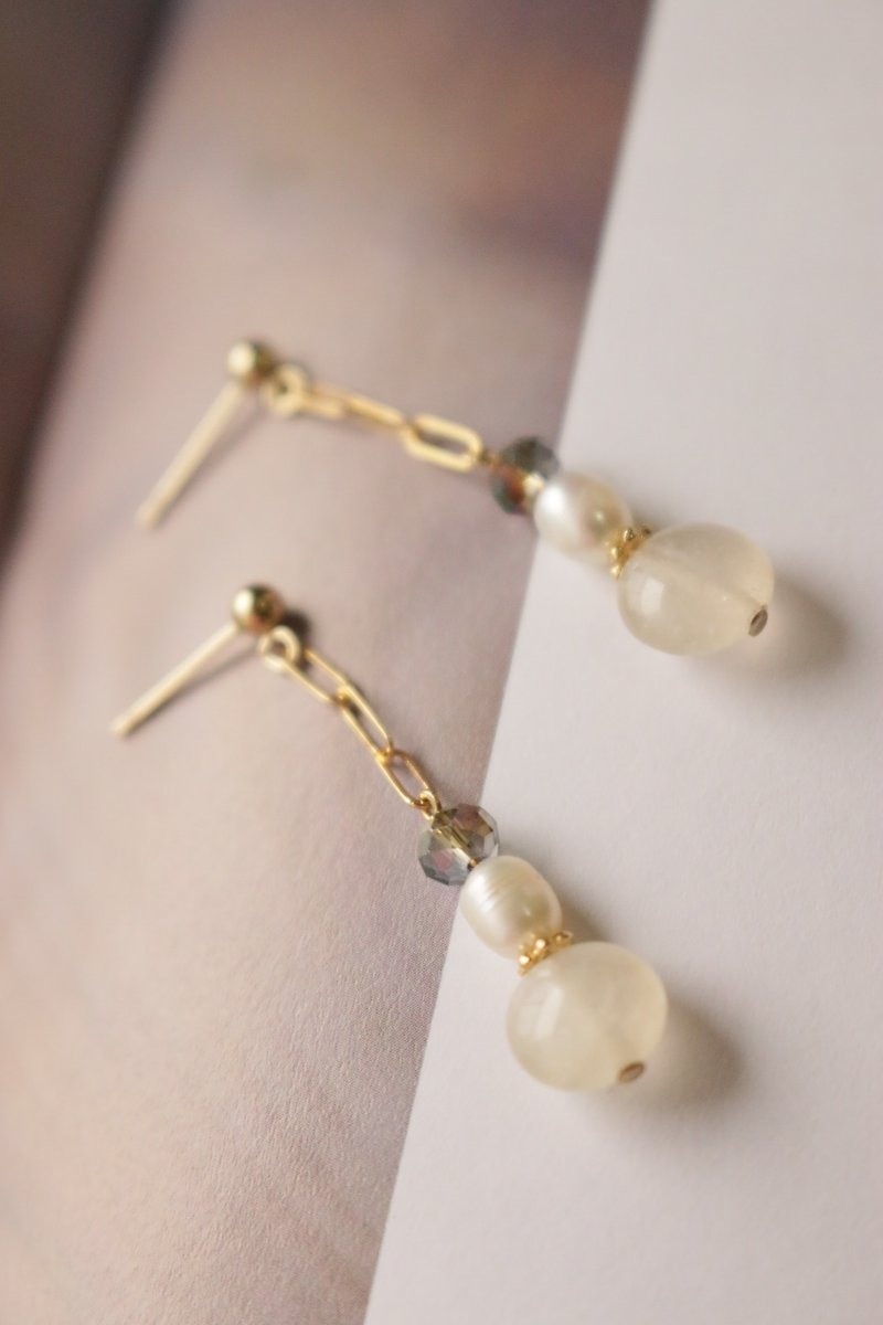 Earrings pearl topaz-prince- - Earrings & Clip-ons - Pearl Yellow