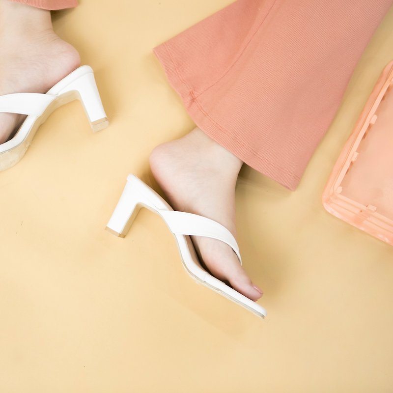 Smart Thongs Mid Heels No.MD51 - 高踭鞋 - 人造皮革 白色