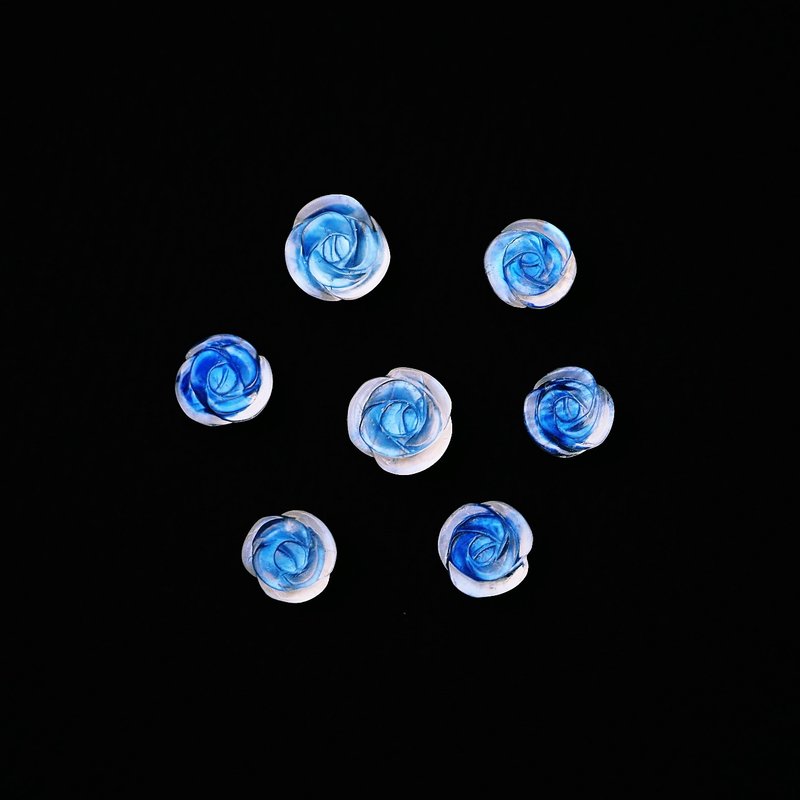 Natural blue halo moonstone rose sterling silver earrings - ต่างหู - คริสตัล สีน้ำเงิน