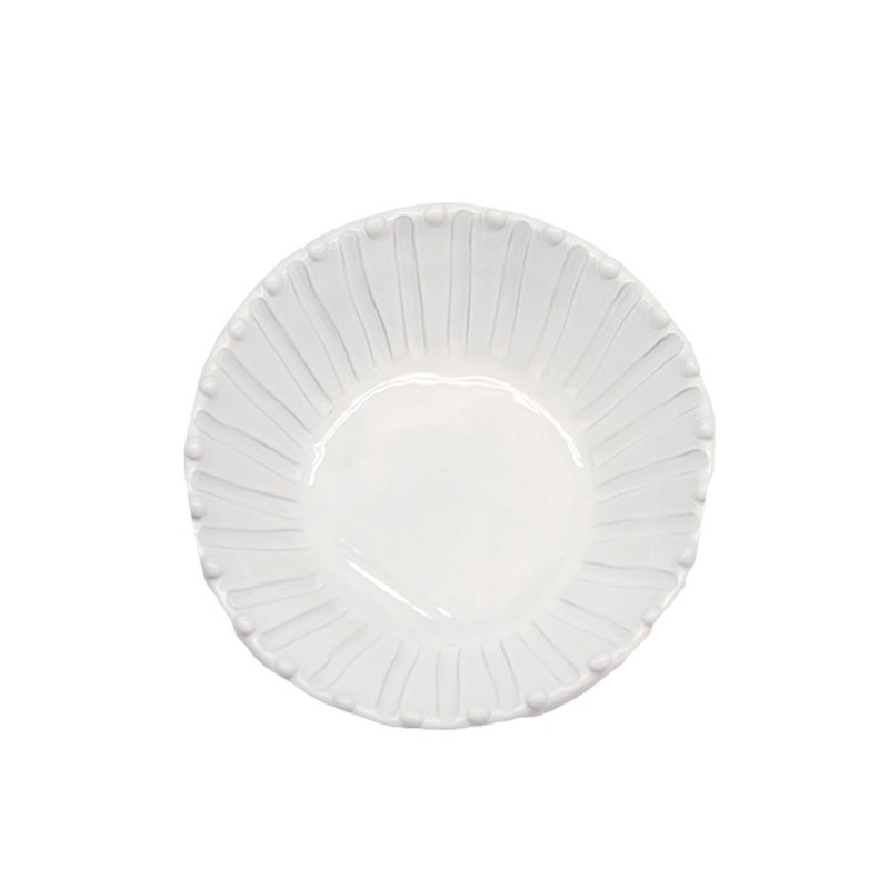 手工純白條紋系列 - 22 CM 沙拉盤 - 盤子/餐盤/盤架 - 陶 