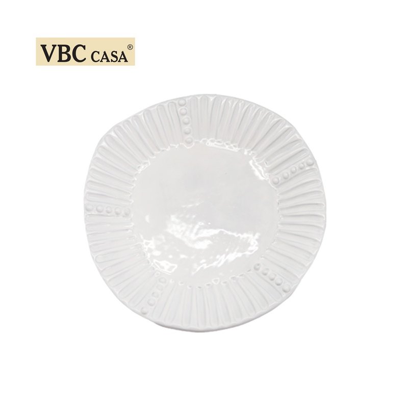義大利VBC casa純白色條紋系列22CM沙拉盤 - 盤子/餐盤/盤架 - 陶 白色
