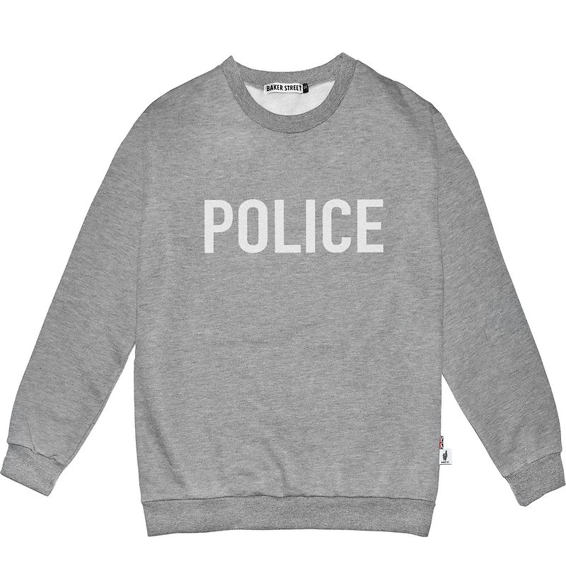 British Fashion Brand -Baker Street- Police Printed Sweatshirt - Women's Tops - Cotton & Hemp Gray