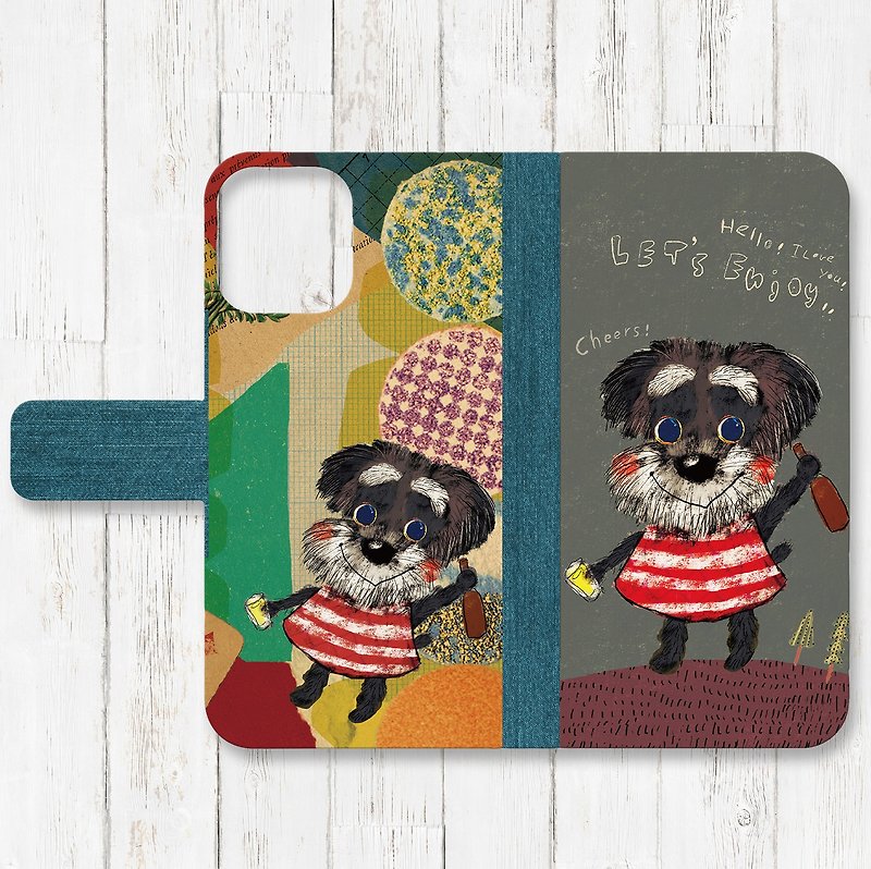 Schnauzer notebook type iPhone smartphone case - Phone Cases - Faux Leather 
