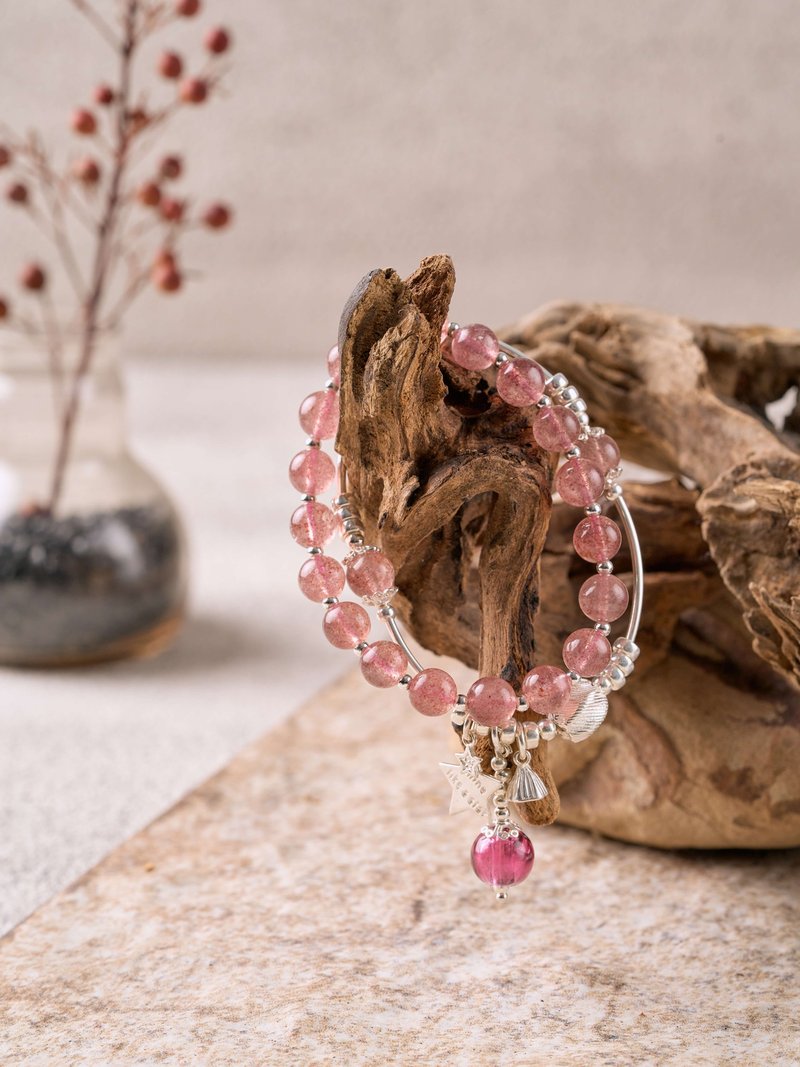 Wish 925 Sterling Silver Strawberry Crystal Aromatherapy Oil Bracelet - Bracelets - Crystal Red