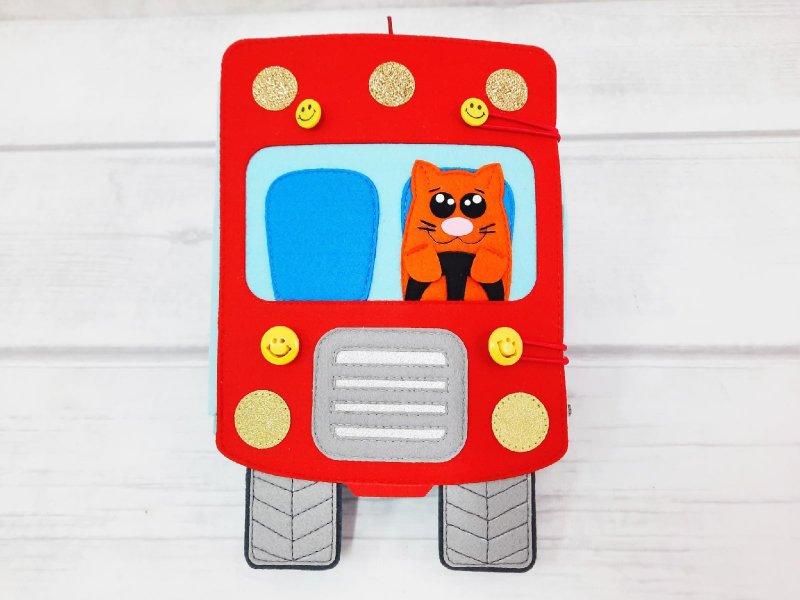 Red Bus, Family Travel, Toy Family Travel, Touch Interactive Game, Silent Book - 寶寶/兒童玩具/玩偶 - 其他材質 紅色