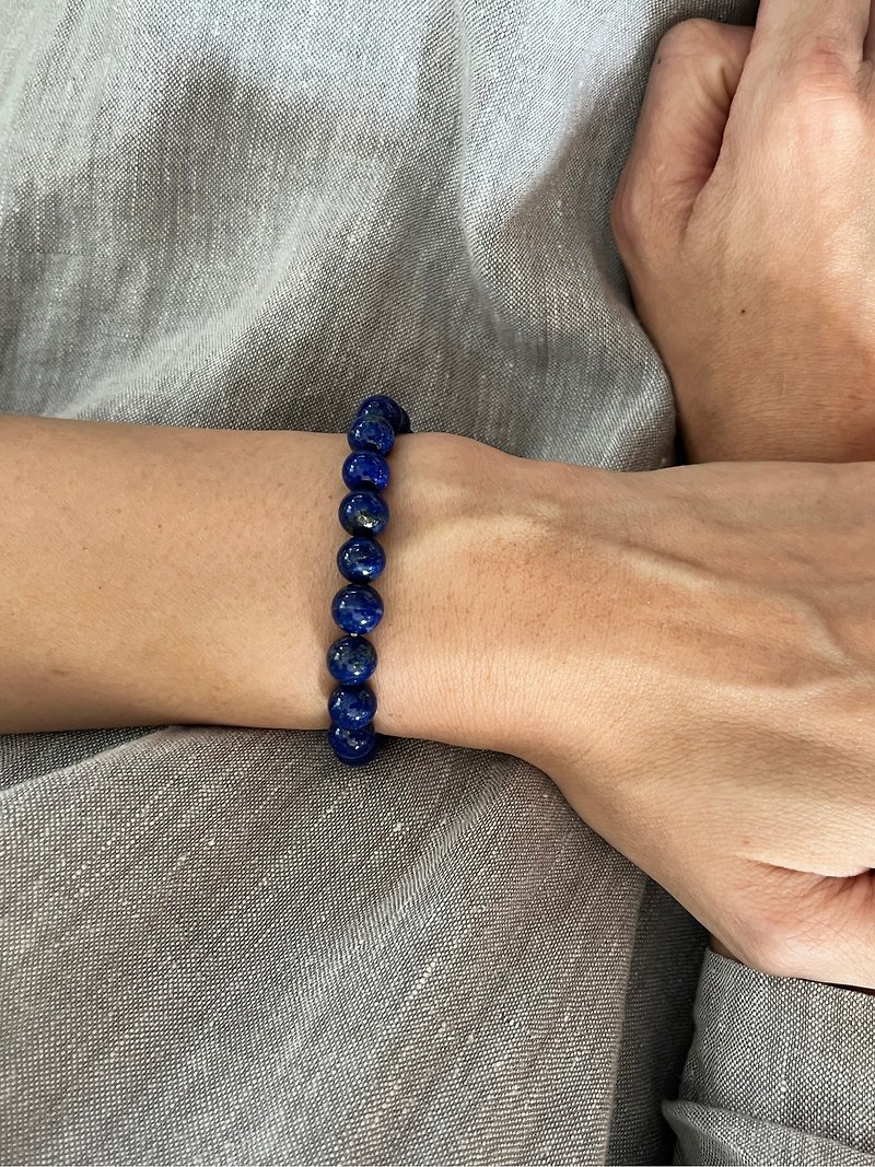 7mm Lapis Lazuli Beaded Bracelet - Bracelets - Gemstone Blue