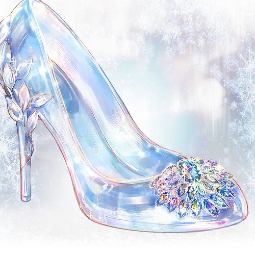 Cream Peach , Orgel melody Cinderella Glass Shoe Sticker (6color)