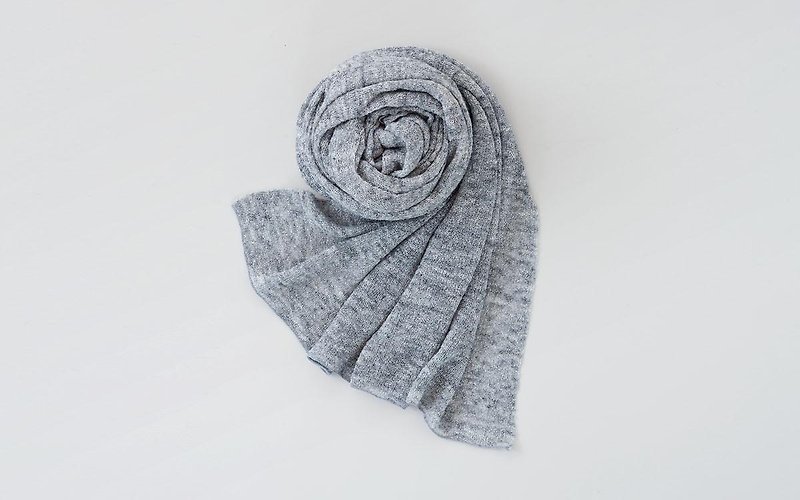 Linen knit stall gray - ผ้าพันคอ - ผ้าฝ้าย/ผ้าลินิน สีเทา