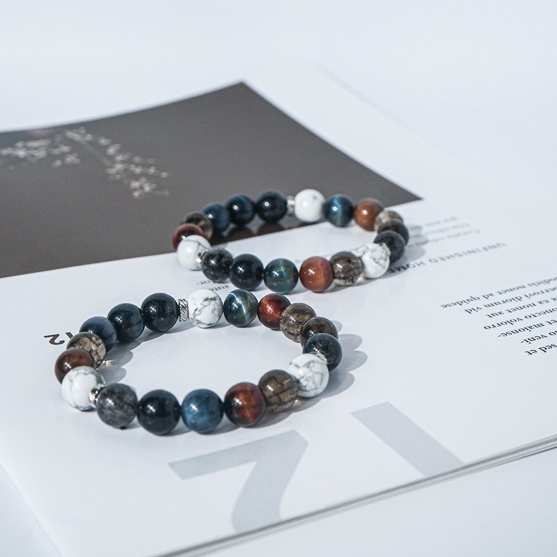 Stone/citrine/white turquoise/black crystal bracelet for health/avoiding evil/career/good luck/protecting against villains - สร้อยข้อมือ - คริสตัล สีดำ