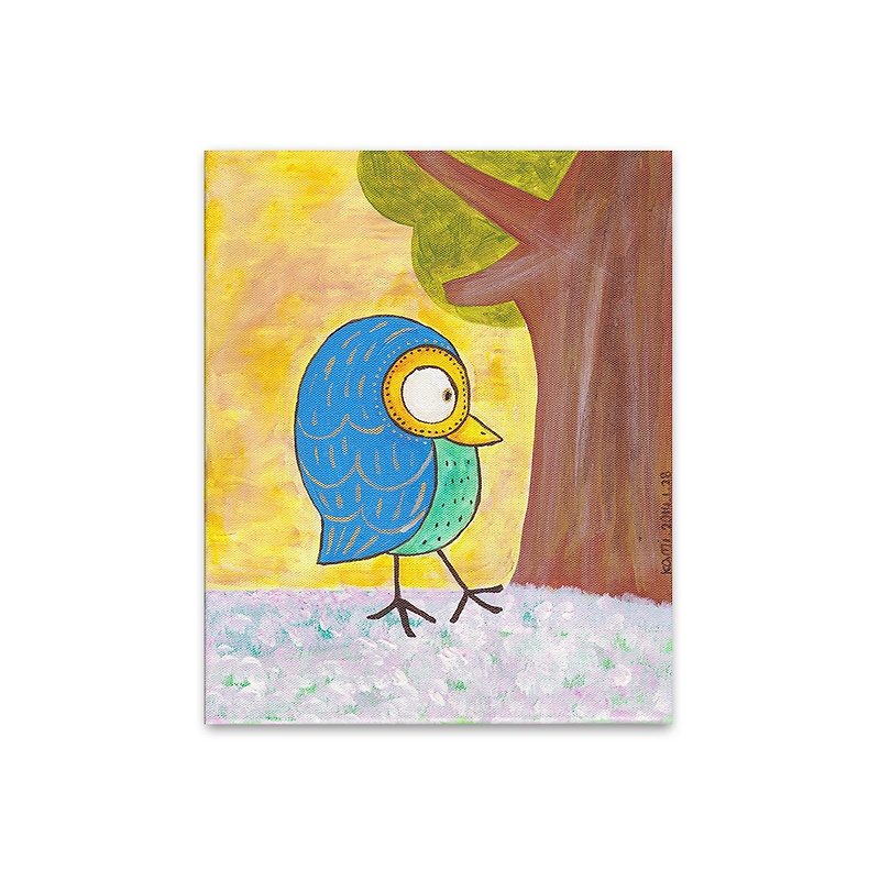 Original painting∣ Blue Owl/Awesome opening gift - กรอบรูป - วัสดุอื่นๆ หลากหลายสี