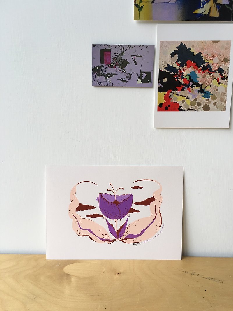 Hand-painted illustration manuscripts, each one is different, little flowers, plants, healing forests, silk-printed illustrations TW1 - Cards & Postcards - Paper Purple