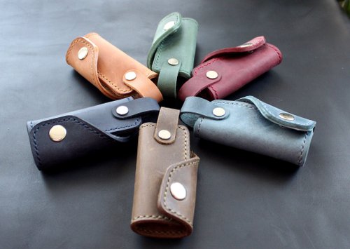 Anger Refuge Genuine Leather key chain, 100% Hand made key holder, up to 5 regular keys case
